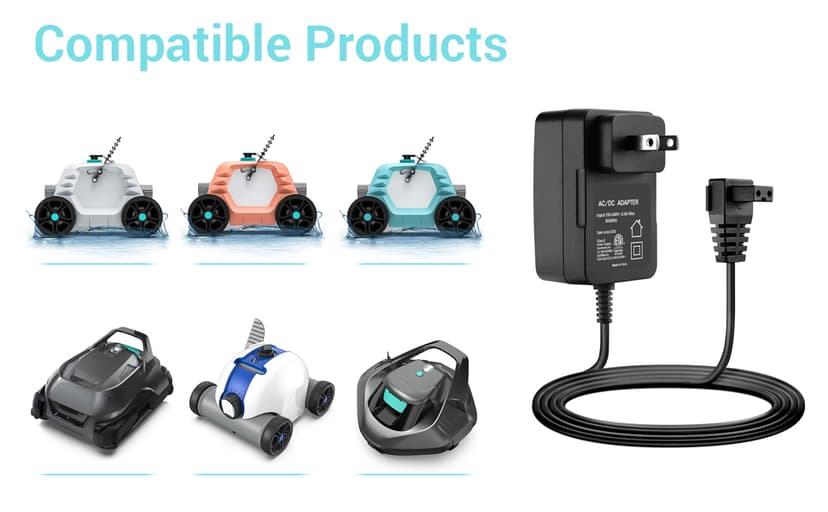 SLLEA 12.6V 2-Prong AC/DC Adapter Compatible with Paxcess HJ1103 HJ1103J Cordless 5000 Automatic Robotic Pool Vacuum Cleaner 5000mAh Lithium Ion Battery XSG1261800 12.6VDC 1.8A Power Supply Charger