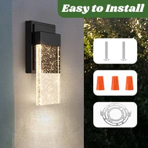 BesLowe Outdoor Wall Light Fixtures with Crystal Bubble Glass, Waterproof Exterior Sconces LED Wall Lanterns, Porch Lights Wall Mounted 10W 3000K Outside Lights for House Front Door Garage Entryway