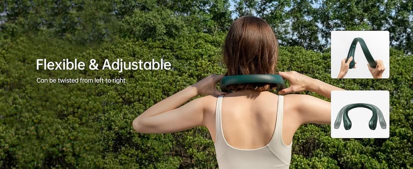 JISULIFE Portable Neck Fan, Hands Free Bladeless Fan, 5 Speeds, 4000 mAh Battery Operated Wearable Personal Fan, Twistable, Rechargeable, Gift for Women Men-Dark Green