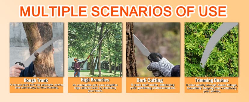 26FT Pole Saw, Telescoping Tree Trimmer with 5-20FT Extension Pole, Manual Branches Pruner for Backyard