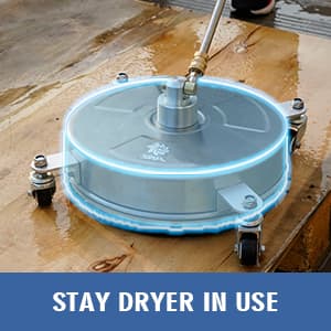 janz 14" Pressure Washer Surface Cleaner with 4 Wheels, Stainless Steel Housing, 1/4" Quick Plug, 2 Extension Wands, 2 Replacement Nozzles and 3 Spray Nozzles, 4000 PSI