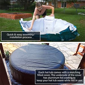 ALEKO Inflatable Hot Tub Spa | Personal High Powered Jetted Bubble | with Fitted Cover and 3 Filters | 265 Gallon | 6 Person Round | Brown | HTIR6GYBR