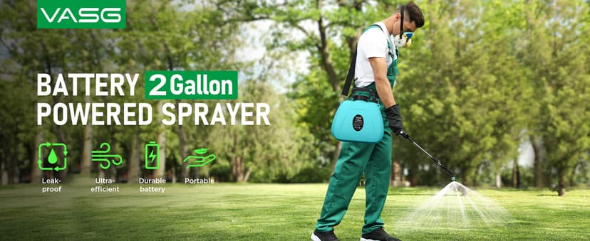Battery Powered Garden Sprayer 2 Gallon, Electric Backpack Sprayer, Weed Yard Lawn Sprayer with 5 Mist Nozzles & Retractable Wand & Adjustable Strap for Lawn, Garden, Yard