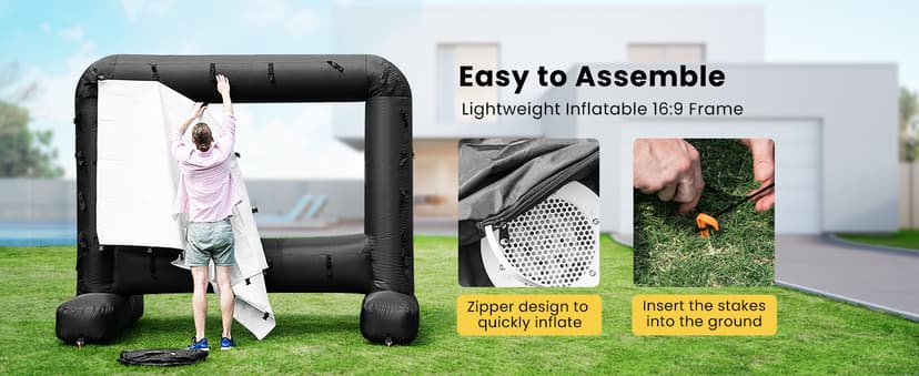 VIVOHOME 14 FT Inflatable Projector Screen for Outside, Blow Up Movie Screen Outdoor Use, Mega Large TV Screen with Carry Bag for Backyard, Tube Leg Support