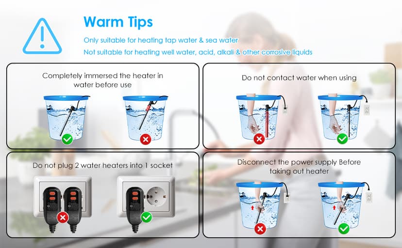 3000W 240V Titanium Water Heater Assembly for Bathtub Pool Water Tank, Submersible Hot Tub Heater, Portable Electric Heater, NEMA 6-15P Plug, Immersion Bathtub and Swimming Pool Water Heater