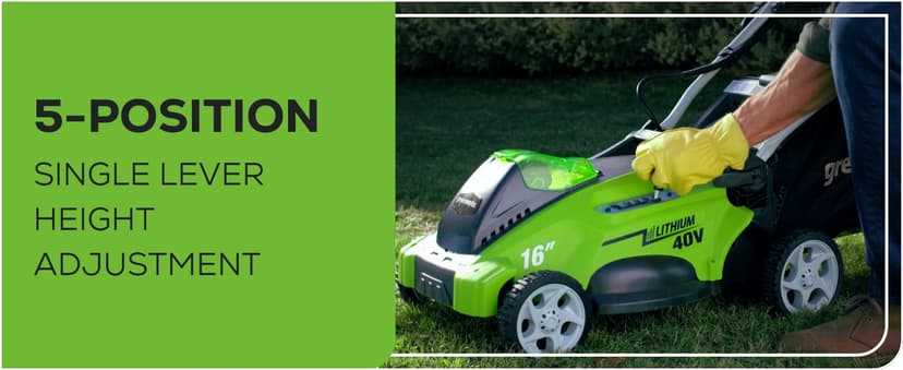 Greenworks 40V 16" Cordless (Push) Lawn Mower (75+ Compatible Tools), 4.0Ah Battery and Charger Included