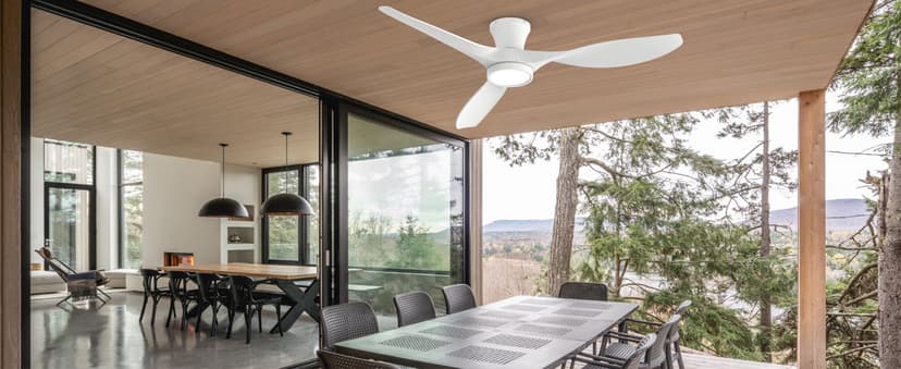 TALOYA 52 inch Ceiling Fans with Lights Remote Control, Modern Low Profile Ceiling Fan with Quiet Reversible DC Motor for Bedroom Living Room and Patio White