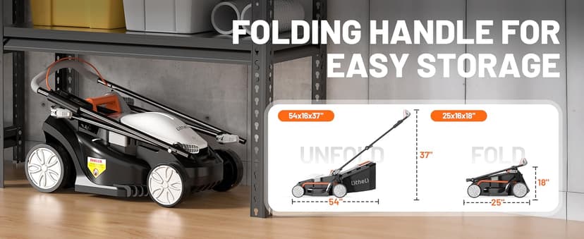 Litheli Cordless Lawn Mower 13 Inch, 20V Electric Lawn Mowers for Garden, Yard and Farm, 5 Heights Adjustment, Light Weight,with 4.0Ah Portable Battery.