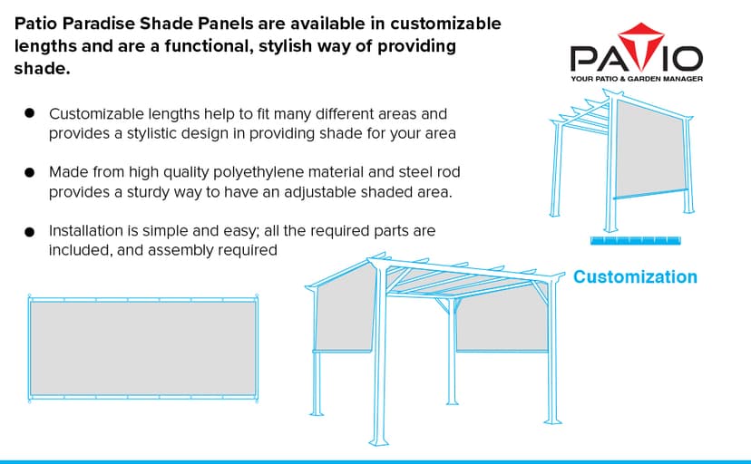 Patio Paradise 10' x 12' Pergola Canopy Replacement Cover Shade Cloth with Grommets Weighted Rods Outdoor Sun Shade Screen UV Block for Gazebo Backyard Deck Porch Balcony, Brown