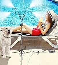 Standing Misters for Outside Patio, Adjustable Height 5.3 FT Stand Misting System for Cooling Outdoor, Portable Water Mister for Mist Playing, Patio Cooling, Backyard, Porch, Sprinkler (Gray)