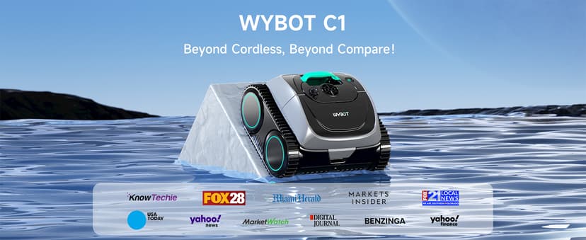 (2025 Upgrade) WYBOT C1 Pool Robot Vacuum for Inground Pools, 4-in-1 Cordless Robotic Pool Cleaner Lasts 150min, Triple-Motor up to 1,614 Sq.ft, Smart APP Support, Auto Wall & Waterline Cleaning