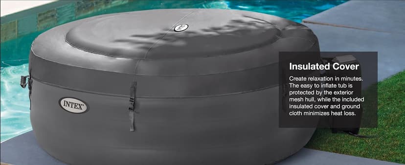 INTEX SimpleSpa Inflatable Hot Tub, 4 Person Jet Massage Spa with Built-in Pump