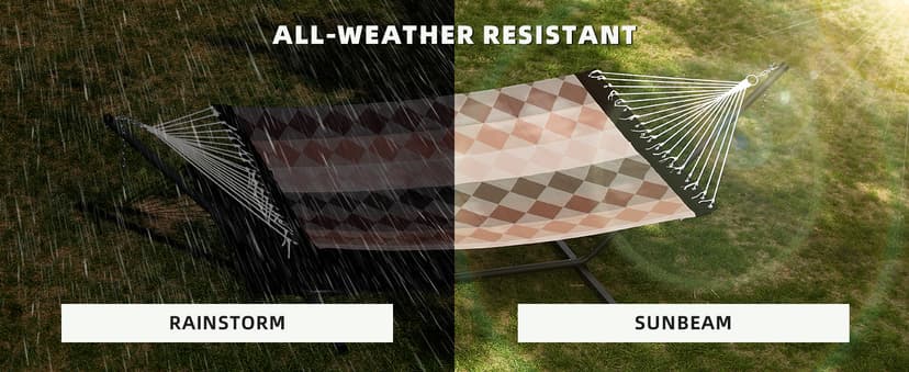 Patio Watcher 13 FT Quick Dry Textilene Hammock - Outdoor Double Hammock - Heavy Duty for Outside - 450 lbs Capacity - Rhomb