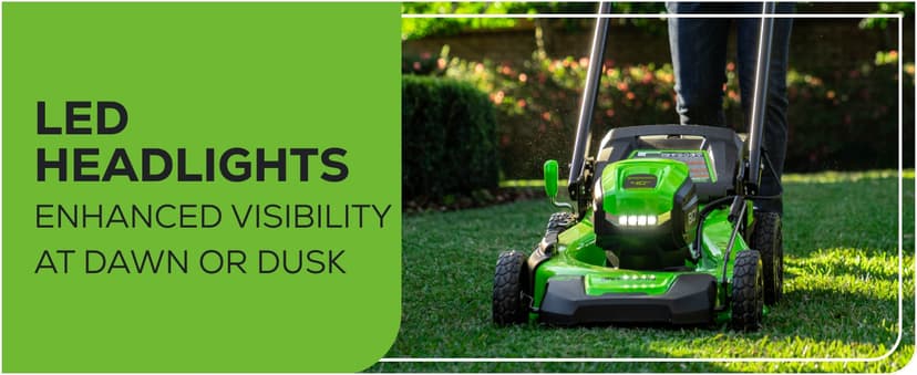 Greenworks 40V 20" Brushless Push Mower, 4.0Ah Battery (Aluminum Handles + Light)
