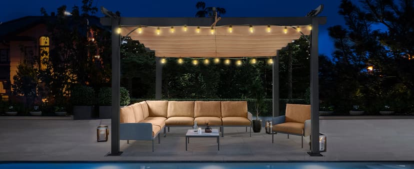 ABCCANOPY Patio Pergola 11x11 - Outdoor Sun Shade Canopy with Retractable Roof for Garden Porch Backyard (Gray)