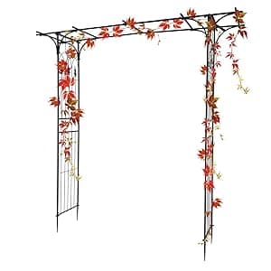 VINGLI Garden Arbor, Arch Archway for Wedding Ceremony Party, Steel Garden Trellis for Plant Climbing, Christmas Decorations Pergola for Backyard, Lawn (Black)