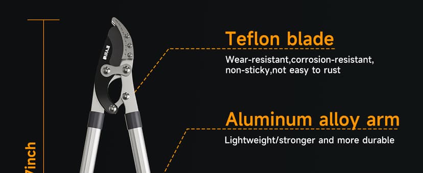 AIRAJ 27” Anvil Loppers for Tree Trimming Heavy Duty with Compound Action,Tree Branch Cutter with 2 Inch Cutting Capacity,Chops Thick Branches Ease,Garden Lopper Pruning Shears Heavy Duty,Tree Trimmer