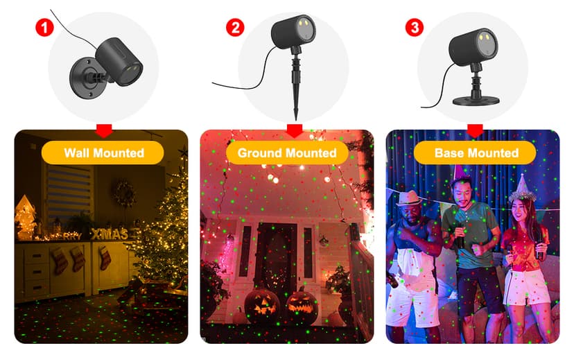 Laser Christmas Projector Lights Outdoor, Red and Green Starry Laser Projector Light with RF Remote, IP65 Waterproof Holiday Garden Laser Light Decor for Outdoor Party Xmas Home (Laser)