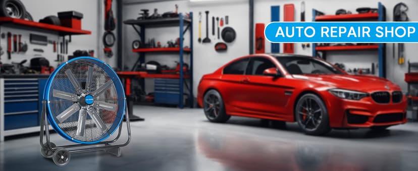 KEN BROWN 24 Inch Industrial Drum Fan, High Velocity Floor Shop Fan, Heavy Duty, 9500 CFM, 8 Blades, 3 Speeds, 360 Degree Tilt, Ideal for Industrial, Commercial, Gym, Garage Use, Blue