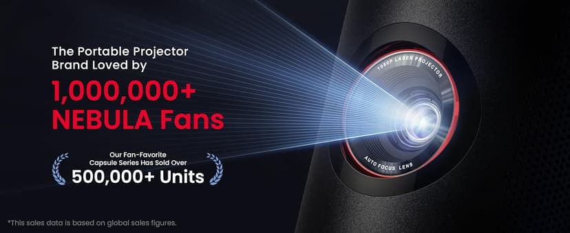 NEBULA Capsule 3 Laser Projector, Upgraded with Google TV and Official Netflix, Mini Smart TV Projector with Wi-Fi, Outdoor Portable Projector, Dolby Digital, 120-Inch Screen, 2.5H Built-In Battery