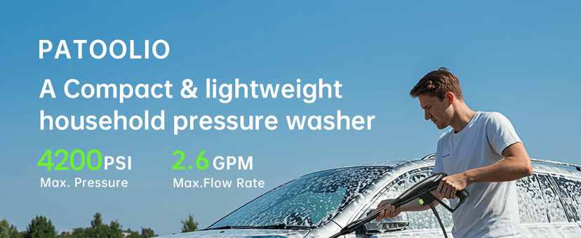 Pressure Washer, 4200PSI 2.6 GPM Power Washer with Foam Cannon 23FT Hose PATOOLIO Electric High Pressure Washer for Fences, Patios, Decks, Patios and Cars Powerwasher