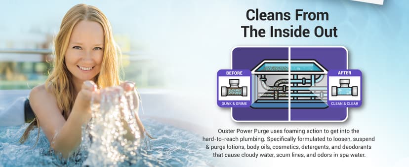 Power Purge Hot Tub Jet Cleaner w/Towel - Deep Hot Tub Cleaner for Jets, Tubes, Plumbing - for Standard & Inflatable Spas - Removes Gunk Buildup for Crystal Clear Water - Made in USA (Kit)