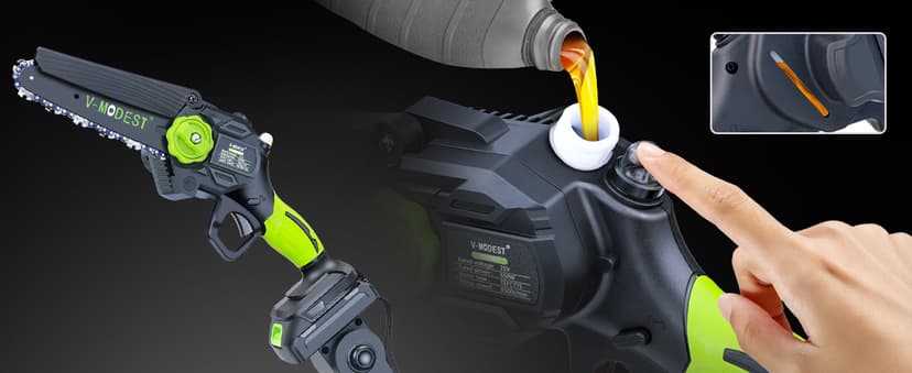 2-in-1 Cordless Pole Saw, 6 Inch Brushless Pole Chainsaws Mini Handheld Chainsaw with 2× 21V Batteries, 6.5lb Lightweight, Auto Oiling, 15 FT MAX Extension Pole Saws for Tree Trimming