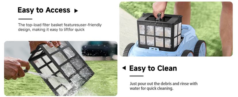 Pool Vacuum for Above Ground Pool Made by Seauto, Pool Vacuum for Inground Pools Cleans Up to 2100 Sq.ft, Pool Robot Vacuum Lasts Up to 180 Mins, Pool Cleaner for Wall, Floor and Auto Mode