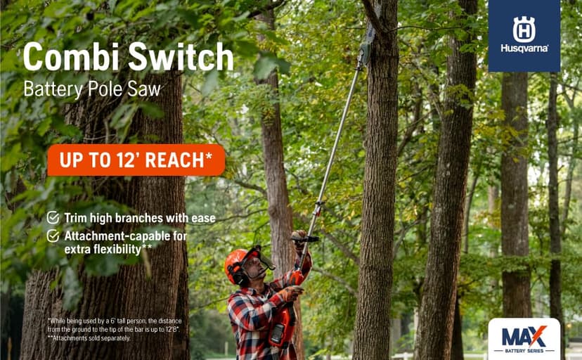 Husqvarna 330iKP Combi Switch + Pole Saw Attachment, 10-Inch Electric Pole Saw with 4 Ah Battery and Charger Included, 970701205