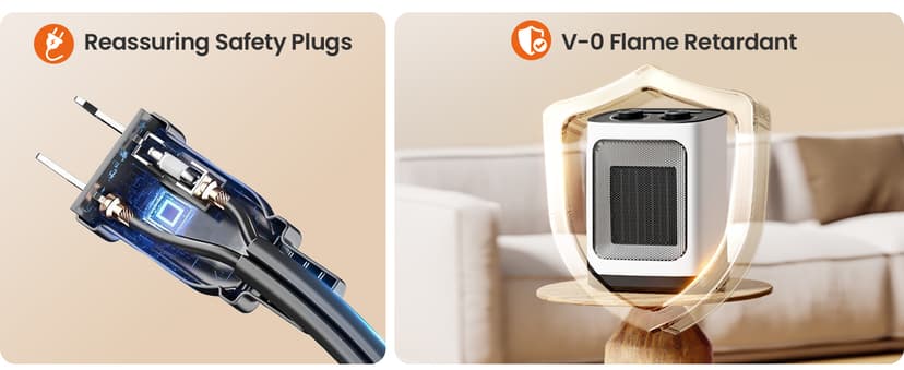 Kismile Portable Electric Space Heater, Small Ceramic Heater Fan with Thermostat, Tip-Over and Overheat Protection,Fast Heating for Home/Office,1500W(White)