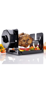 Cordless Universal Rotisserie Kit for Grills Ovens and Smokers - Non-Electric Wind-up Spit Roaster, Gas or Charcoal BBQ - Indoor/Outdoor (Stainless Steel)