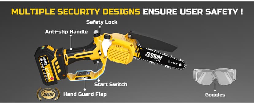 Mini Chainsaw Cordless 6 Inch, 32FT/S Fast Powerful Cutting, Brushless Electric Handheld Chain Saw with 3.0Ah Battery Powered, Auto Oiler, Lightweight, Sharp for Tree Trimming Pruning(Upgrade Version)