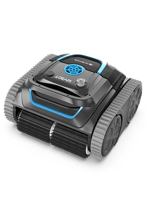 WYBOT A1 Cordless Robotic Pool Cleaner, Automatic Pool Vacuum with 120 Mins, Double Filters, LED Indicator, Fast Charging, Ideal for Above Ground & In-ground Flat Pools - Blue & Grey
