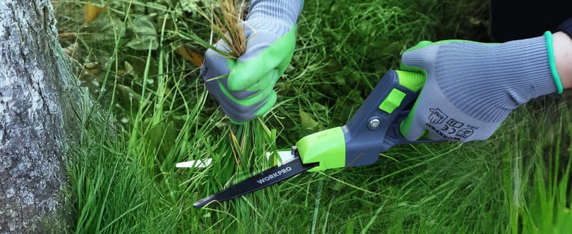 WORKPRO Grass Shears Handheld, Ultra-Sharp Grass Clippers with 360 Degree Swivel Blades, Manual Grass Cutter, Non-Slip Garden Shears, Gardening Scissors, Plant Clippers for Precise Lawn Trimming