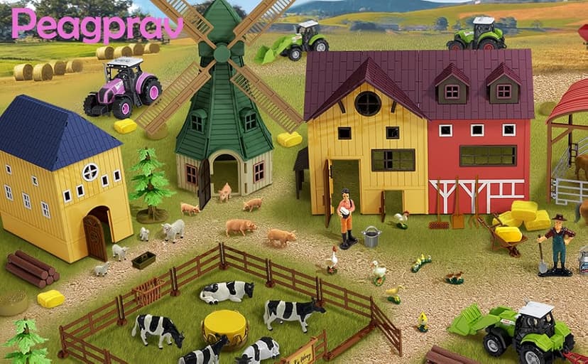 Farm Toys Tractor with Trailer-16.5 Inches Tractor Playset 1/24 Scale Gripper Frontloader Spreader for Boys Kids Toddlers Age 3-7 Years Old