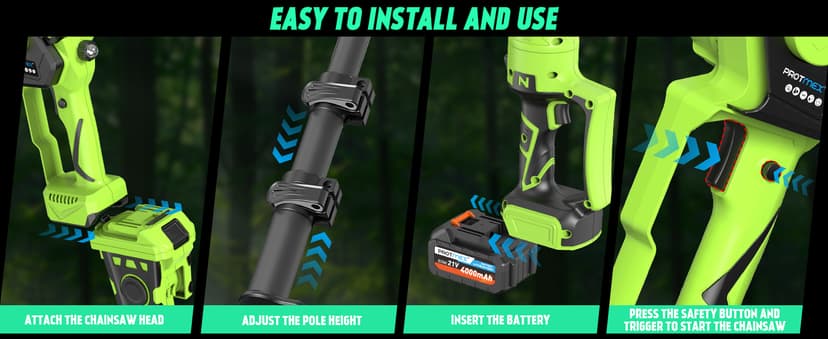 2-in-1 Cordless Pole Saw 8 Inch&Mini Chainsaw, with 2×4.0Ah 21V Battery and Charger, Brushless Motor, Total Reach of Max 15ft, Electric Pole Saw for Tree Trimming and Hedge Cutting