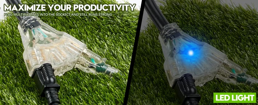 30 Amp to 110 Generator Adapter Cord, NEMA L5-30P Male to 3X 5-15R/5-20R Female Generator Distribution Adapter 3 Prong 30 Amp to 15 Amp/20Amp with Lighted Power Indicator,STW 10 AGW 3FT