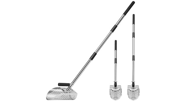 GADFISH Sand Scoop for Metal Detecting, Metal Detector Scoop, Stainless Steel Sand Sifter Shovel, Fast Sifter Shovel for Underwater Treasure Hunting (Stainless Steel)