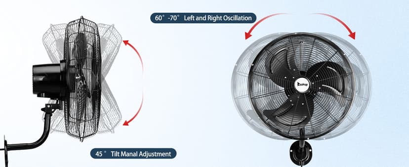 Winado 18 inch Wall Mount Oscillating Fan, High Velocity 3-speed Max 4592 CFM Industrial Wall Fan w/Aluminum Blades for Indoor, Commercial, Residential, Warehouse, Garage