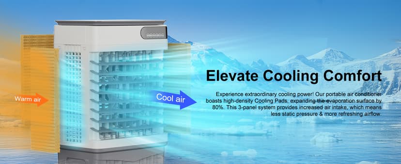 MEPTY 2500CFM Swamp Cooler Air Conditioner, 3-IN-1 Evaporative Air Cooler with 8Gal Tank, 120°Oscillation, 12H Timer, Remote Control, 3 Speeds, Outdoor Cooling Fan for Patio, Garage, Porch,Indoor Use