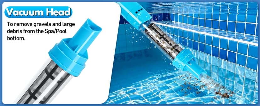 4-in-1 Handheld Pool Vacuum Cordless, 4000mAh Rechargeable Hot Tub Vacuum Spa with Telescopic Pole, Above Ground Pool Vacuum Cleaner, Suction Improved 30% Spa Wand Deep Cleaning for Debris