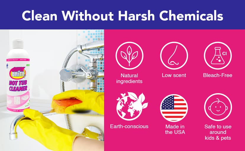 Quick N Brite Heavy Duty Hot Tub Cleaner Kit - Non-abrasive Cleaning Gel with Sponge and Cloth, 16 oz. (Packaging May Vary)