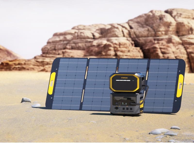 VTOMAN 3096Wh Solar Generator, FlashSpeed 1500 Power Station Bundle with Extra Battery & 400W Solar Panel, 1500W (3000W Peak) LiFePO4 Battery for Home Backup Power RV Emergency (3 Separate Packages)