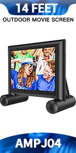 Amada 14 Feet Outdoor Inflatable Movie Screen, Projector Screen with Fast Low-Noise Air, Support Front Rear Projection for Backyard Movie Night, Home Theater, Theme Party, AMPJ04