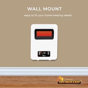 Dr. Infrared Heater Ecoheat Wall Hung or Wall Mounted Electric Space Heater, Dual System with Infrared and Fan Forced, Remote Control, 1500W, White