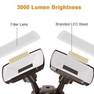 LEPOWER 3000LM LED Flood Light Outdoor, Switch Controlled LED Security Light, 28W Exterior Lights with 2 Adjustable Heads, 5500K, IP65 Waterproof for Garage, Yard, Patio Brown