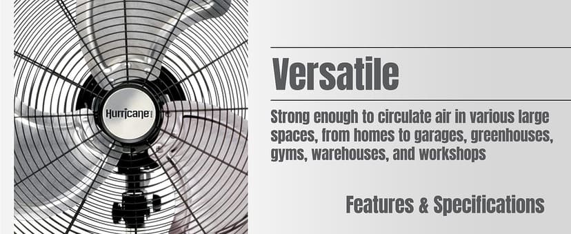 Hurricane Pro High-Velocity Oscillating Metal Stand Fan w/ 3-Speed Setting, 20" - Heavy-Duty Cooling Pedestal Unit w/ 4500 CFM, Adjustable Tilt & Height for Home, Garage, Gym & Workshop