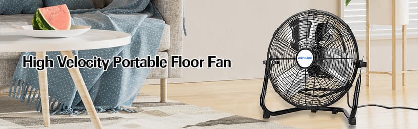 BILT HARD 12" 3-Speed High Velocity Heavy Duty Metal Floor Fan, 1680 CFM, 180-Degree Tilt, Powerful Airflow Fan for Home, Bedroom, Residential Use