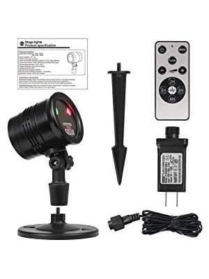 Christmas Laser Lights, Projector Lights Landscape Spotlight Red and Green Star Show with Christmas Decorative Patterns for Indoor Outdoor Garden Patio Wall
