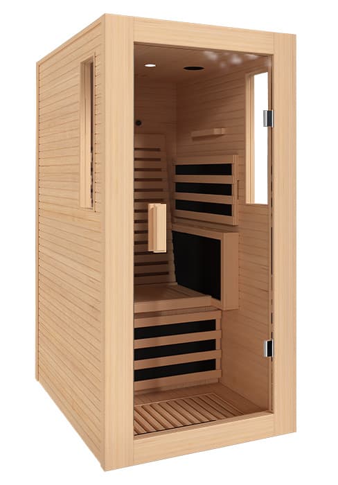 1 Person Infrared Sauna, Full Spectrum Roomy Sauna for Home, Indoor Dry Sauna with Rapid Heating 4 Carbon Panels&1 Carbon Tube, Bluetooth and 7 Color Therapy Lights, 110V